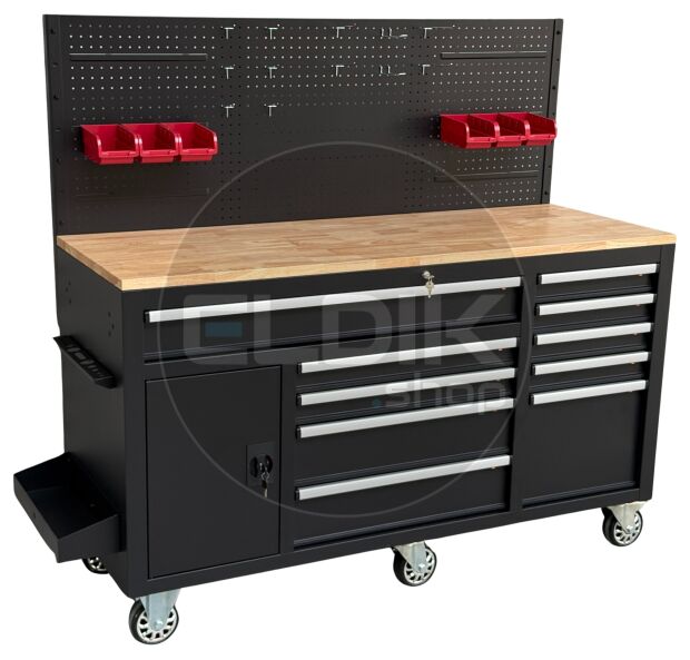 E-Tools 170855 157 cm Verrijdbare Werkbank met Achterwand
