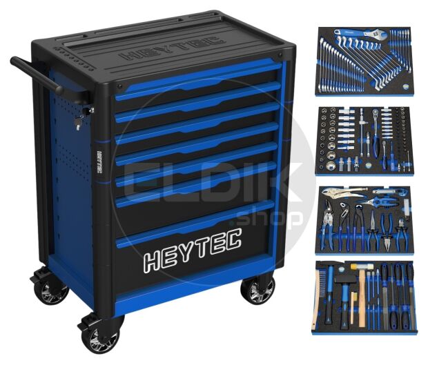 Heytec 50811322700 Gevulde gereedschapswagen 7 laden | 132 Delig in Foam inlay | Blauw