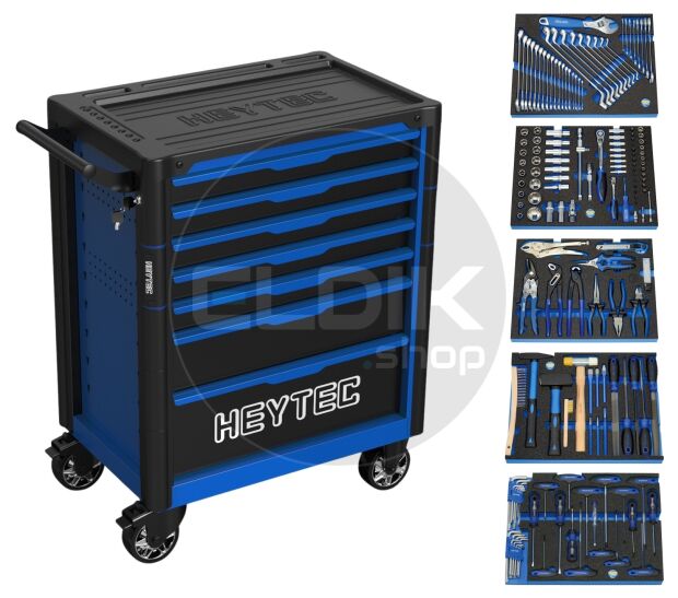 Heytec 50811322700 Gevulde gereedschapswagen 7 laden | 167 Delig in Foam inlay | Blauw