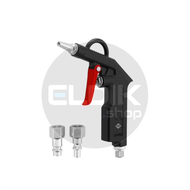Airpress 4300001 Blaaspistool aluminium met korte nozzle 20 mm en insteeknippels max 12 bar in blister