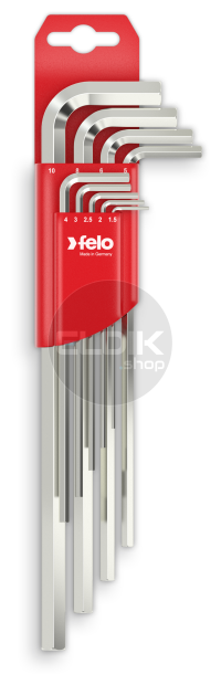 Felo 346 009 11 Stiftsleutelset inbus, lang, 9-dlg