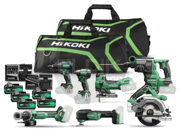 Hikoki KC18H7A-506 Combiset 7 x 18V machine met gereedschaptas / Inclusief 5x 5.0Ah accu en snellader