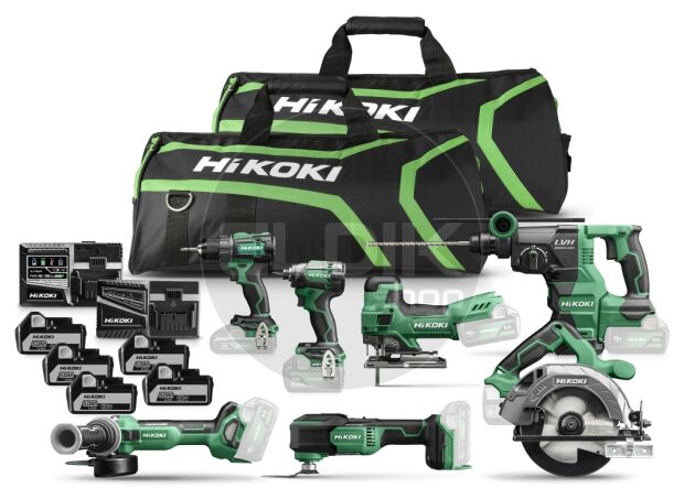 Hikoki KC18H7A-504 Combiset 7 x 18V machine met gereedschaptas / Inclusief 5x 5.0Ah accu en snellader