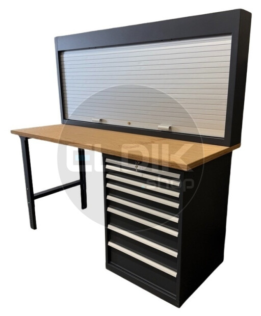 E-Tools | premium line 77731 Werkbank met Kast en Gereedschapswand | B2000 x D800 x H1040 mm | 8 laden