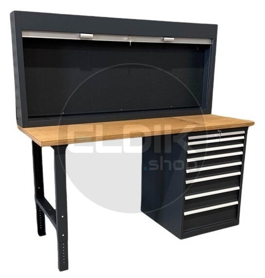 E-Tools | premium line 77731 Werkbank met Kast en Gereedschapswand | B2000 x D800 x H1040 mm | 8 laden
