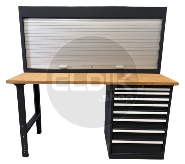 E-Tools | premium line 77731 Werkbank met Kast en Gereedschapswand | B2000 x D800 x H1040 mm | 8 laden