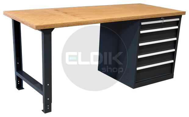 E-Tools | premium line 77748 Werkbank met Kast | B2000 x D800 x H890 mm | 5 laden