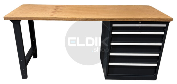 E-Tools | premium line 77748 Werkbank met Kast | B2000 x D800 x H890 mm | 5 laden
