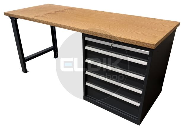 E-Tools | premium line 77748 Werkbank met Kast | B2000 x D800 x H890 mm | 5 laden
