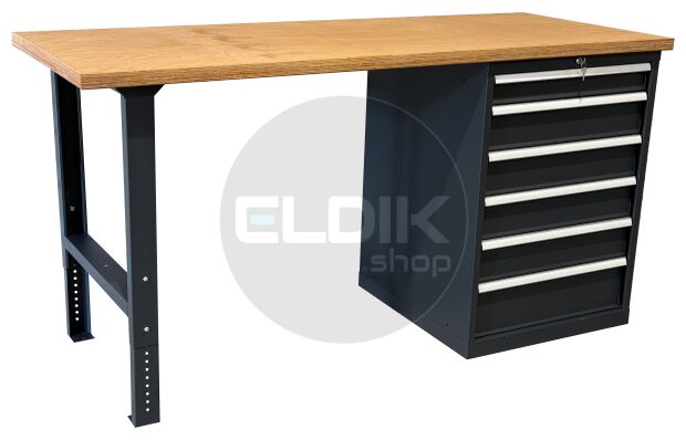 E-Tools | premium line 77755 Werkbank met Kast | B2000 x D800 x H1040 mm | 6 laden