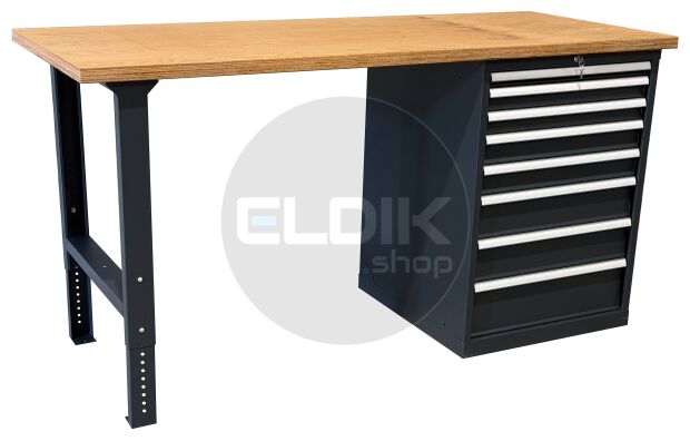E-Tools | premium line 77762 Werkbank met Kast | B2000 x D800 x H1040 mm | 8 laden