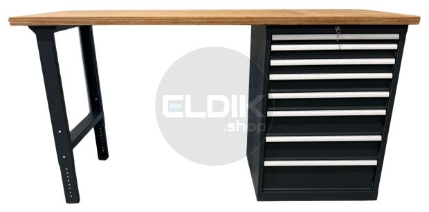 E-Tools | premium line 77762 Werkbank met Kast | B2000 x D800 x H1040 mm | 8 laden