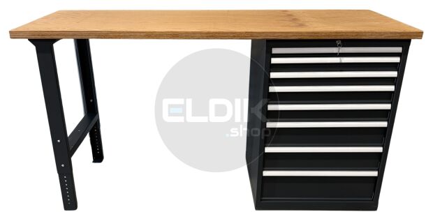 E-Tools | premium line 77762 Werkbank met Kast | B2000 x D800 x H1040 mm | 8 laden