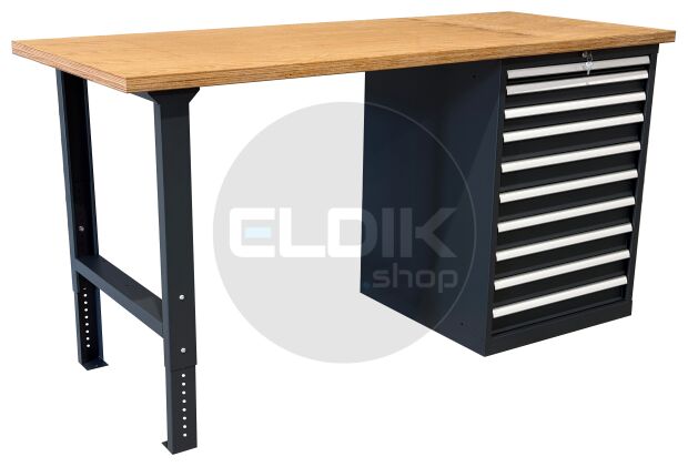 E-Tools | premium line 77779 Werkbank met Kast | B2000 x D800 x H1040 mm | 10 laden
