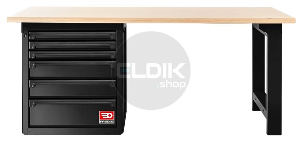 Facom RWS2-2MW6DBS Werkbank met Kast | Zwart - Houten Blad