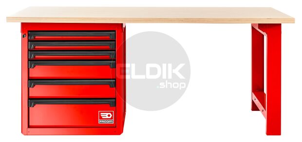 Facom RWS2-2MW6D Werkbank met Kast | Rood - Houten Blad