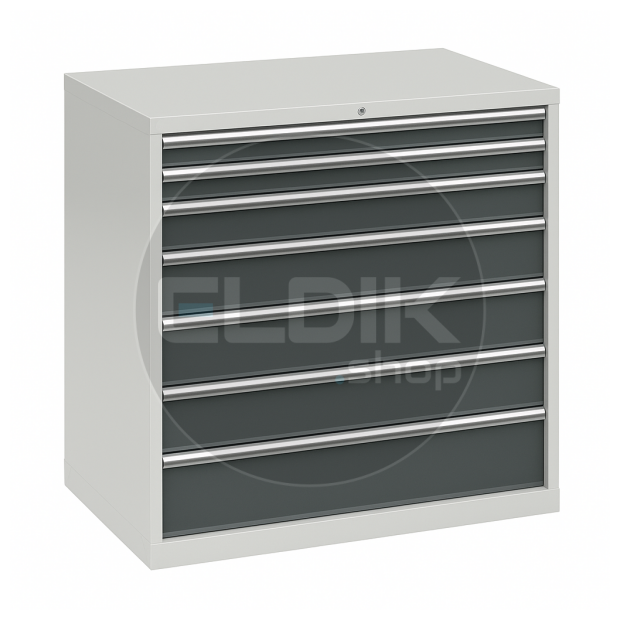 E-Tools | premium line 71913 Werkplaatskast | B1023 x D640 x H1000 | 7 laden | Lichtgrijs/Antraciet