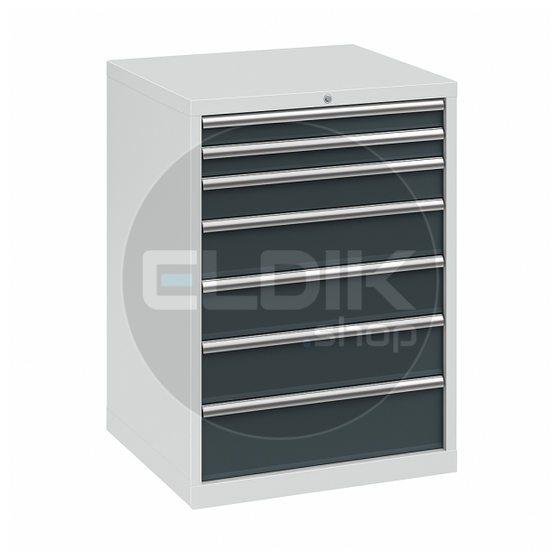 E-Tools | premium line 71937 Werkplaatskast | B717 x D640 x H1000 | 7 laden | Lichtgrijs/Antraciet