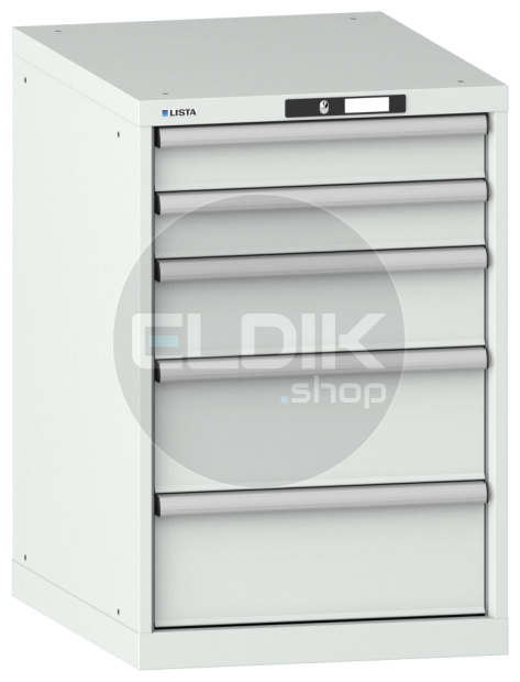 Lista 14.399.020 Werkplaatskast |B564 x D572 x H850 | 5 laden | Lichtgrijs