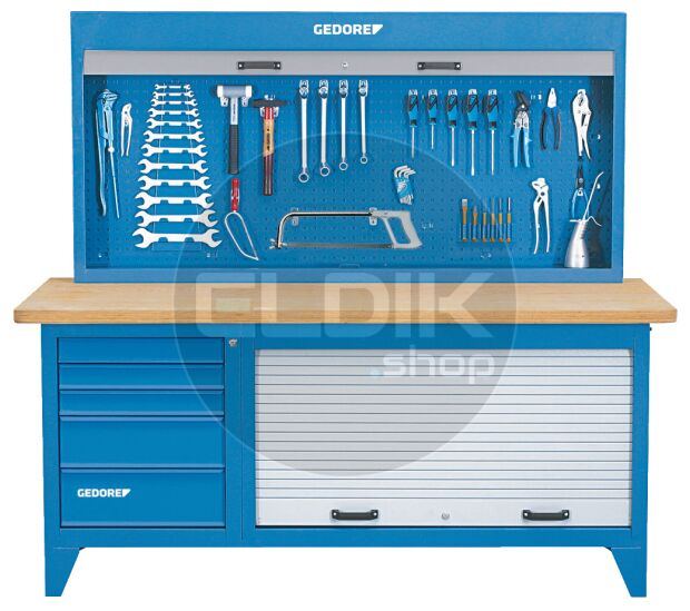 Gedore BR 1500 LH Werkbank met roldeur-opzetkast + haken - 6618210