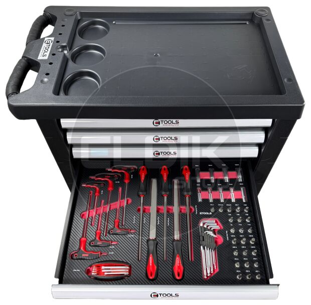 E-Tools 73276 196 Delige Gevulde Gereedschapswagen
