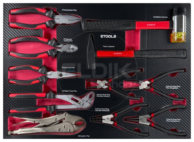 E-Tools 73276 196 Delige Gevulde Gereedschapswagen