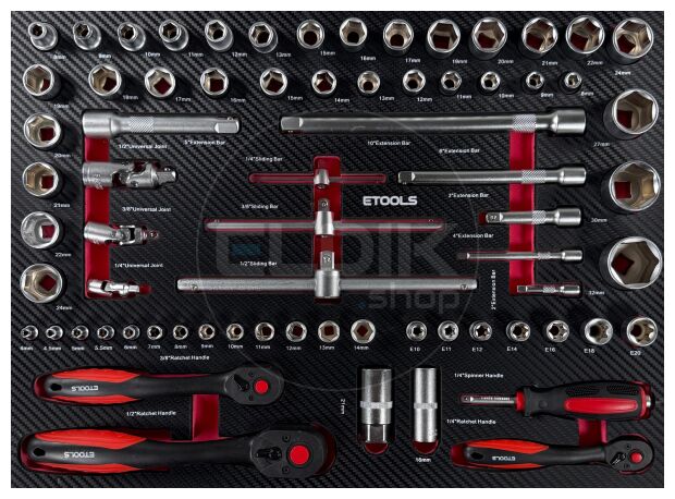 E-Tools 73276 196 Delige Gevulde Gereedschapswagen