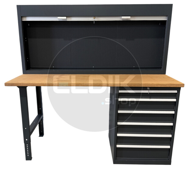 E-Tools | premium line 77700 Werkbank met Kast en Gereedschapswand | B2000 x D800 x H1040 mm | 6 laden