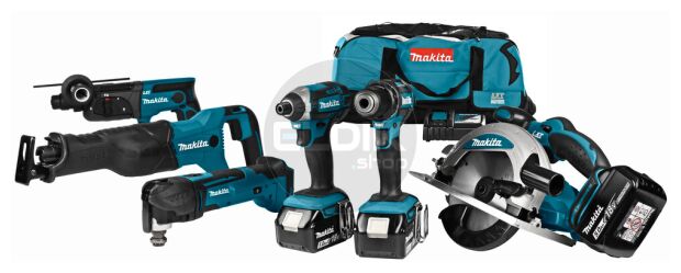 18 V Combiset voor divers zaag-, boor- en (slag)schroefwerk | 5,0 Ah accu (3 st.), snellader, DDF482, DTD152, DHR202, DJR186, DSS610, DTM51, Toolbag (trolley)