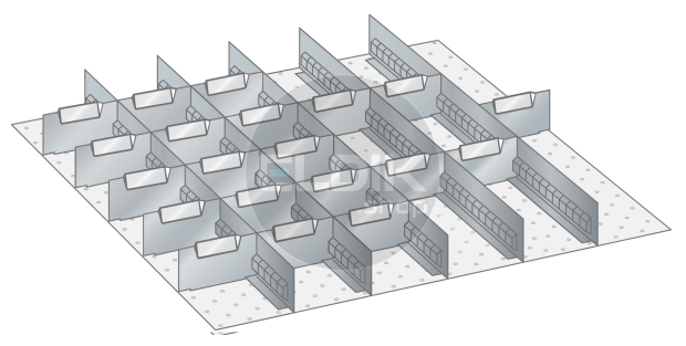 Set-indelingsmateriaal, 36E x 36E  x ladehoogte 100/125 mm