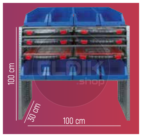 Bedrijfswageninrichting L1000 x D300 x H1000 mm