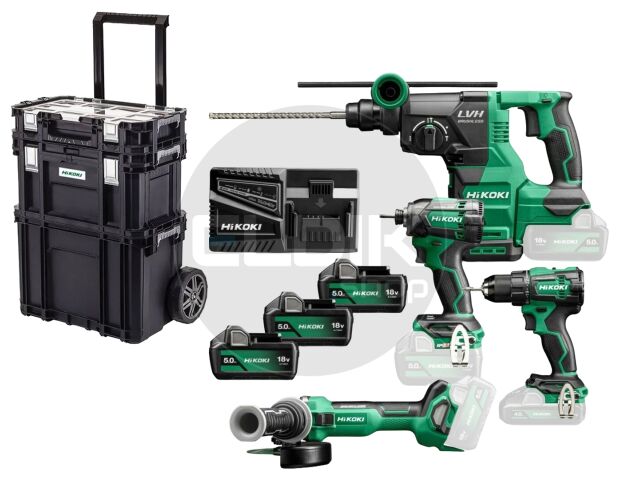 Combiset - 18 V / in verrijdbare koffer. Inclusief 3x 5.0Ah accu's BSL1850MA en lader