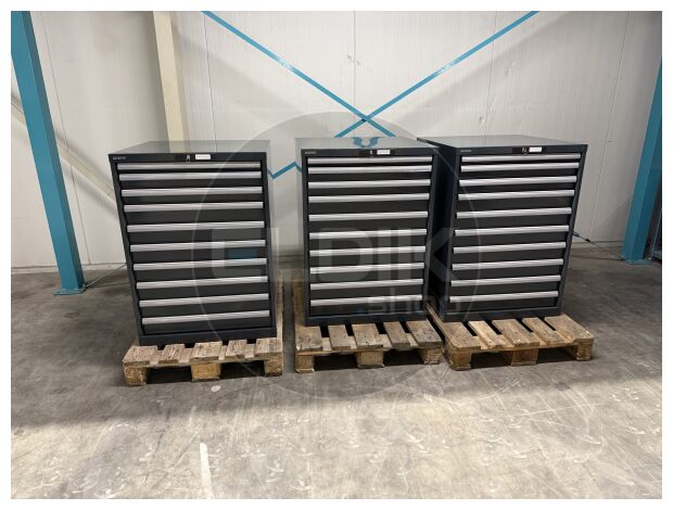 3 x Werkplaatskast |B717 x D725 x H1000 | 10 laden | Antraciet | Gebruikt